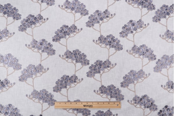 Sample of Valiant Fabrics Addison Embroidered Drapery Fabric in Ice 