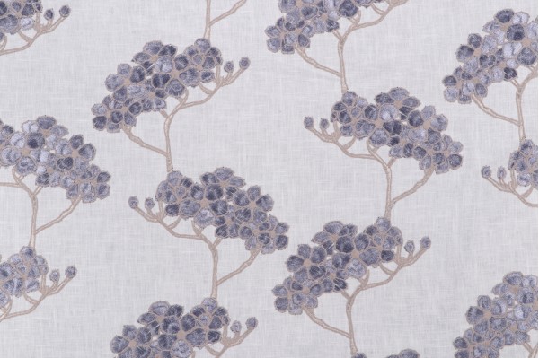Sample of Valiant Fabrics Addison Embroidered Drapery Fabric in Ice 