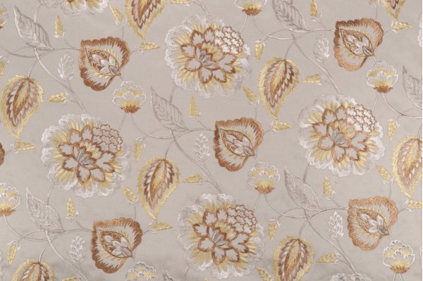 Valiant Fabrics Lydia Embroidered Drapery Fabric in Coin 