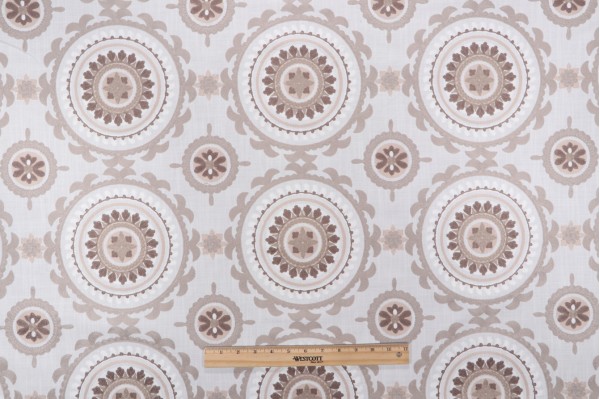 Valiant Fabrics Zanzibar Embroidered Drapery Fabric in Natural 