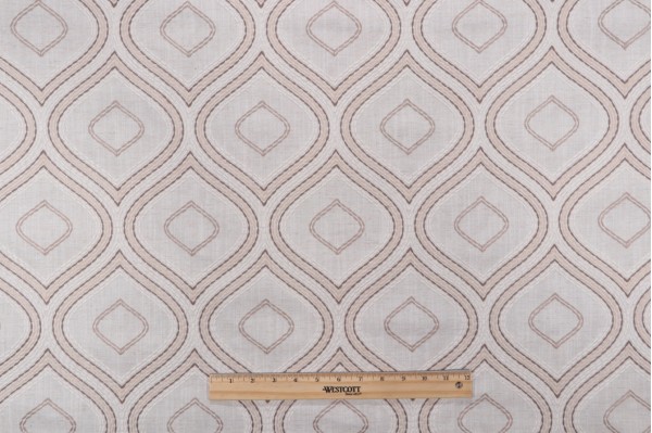 Valiant Fabric Baazar Embroidered Drapery Fabric in Linen 