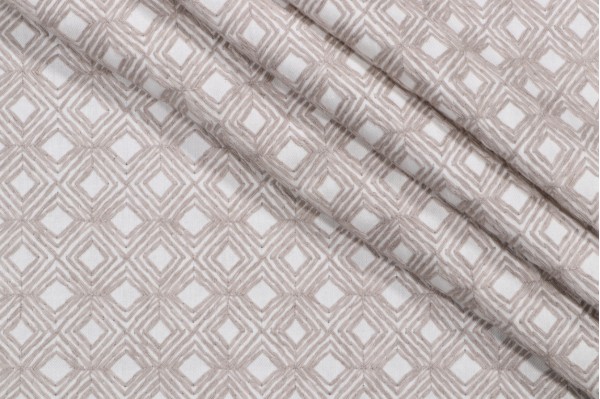 Valiant Fabrics Stitch Embroidered Drapery Fabric in Vanilla 