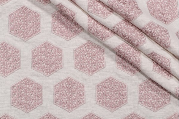 Valiant Fabrics Lane Embroidered Drapery Fabric in Blush 