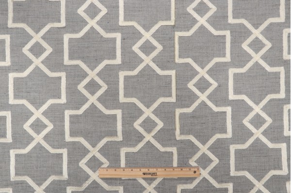 Valiant Fabrics Carson Embroidered Drapery Fabric in Smoke 