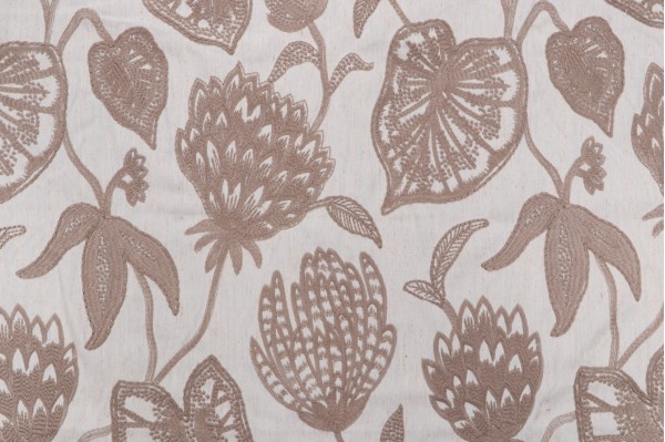 Valiant Fabrics Greer Embroidered Drapery Fabric in Linen 