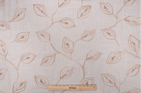 Valiant Fabrics Riley Embroidered Drapery Fabric in Linen 
