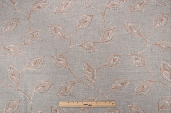 Sample of Valiant Fabrics Riley Embroidered Drapery Fabric in Haze 
