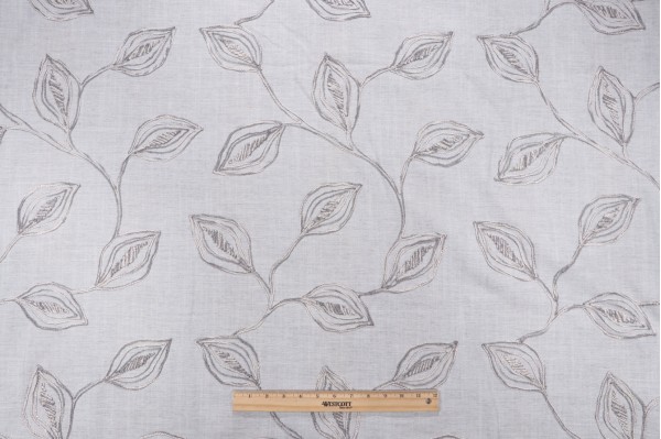 Valiant Fabrics Riley Embroidered Drapery Fabric in Pewter 