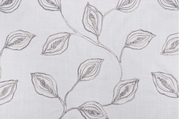 Sample of Valiant Fabrics Riley Embroidered Drapery Fabric in Vanilla 