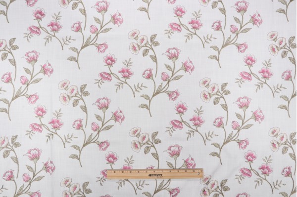 Sample of Valiant Fabrics Sawyer Embroidered Drapery Fabric in Petal 