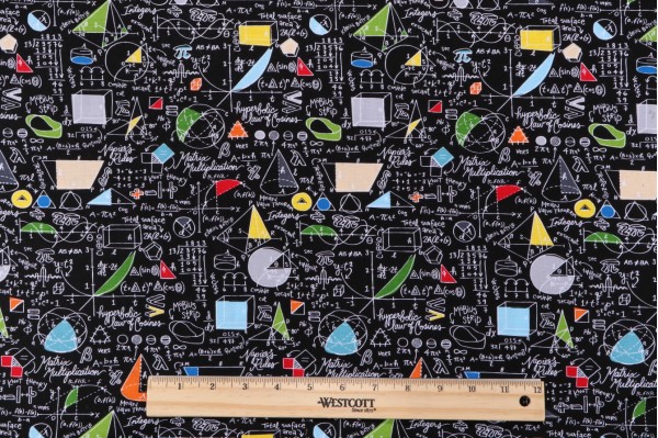 Timeless Treasures Mathematics Printed Cotton Craft Fabric in Black 
