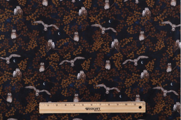 Sample of Rosie Dore Mad Scientist - Night Owl Printed Cotton Craft Fabric in Blue for Timeless Treasures 