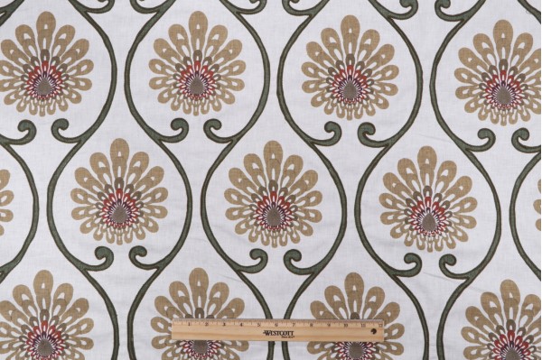 Hamilton Hollis Printed & Embroidered Drapery Fabric in Ivory 