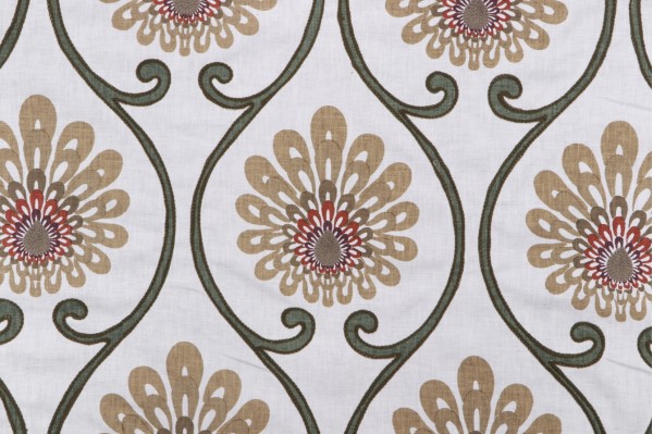 Hamilton Hollis Printed & Embroidered Drapery Fabric in Ivory 