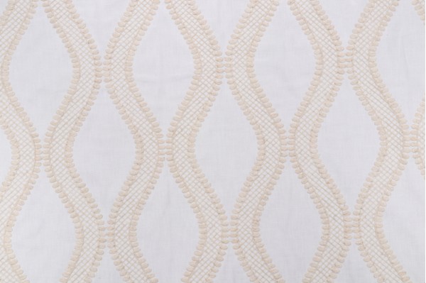 Hamilton Cleo Embroidered Drapery Fabric in Ivory 