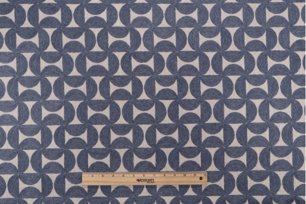 PK Lifestyles Pinwheels Embroidered Drapery Fabric in Indigo 