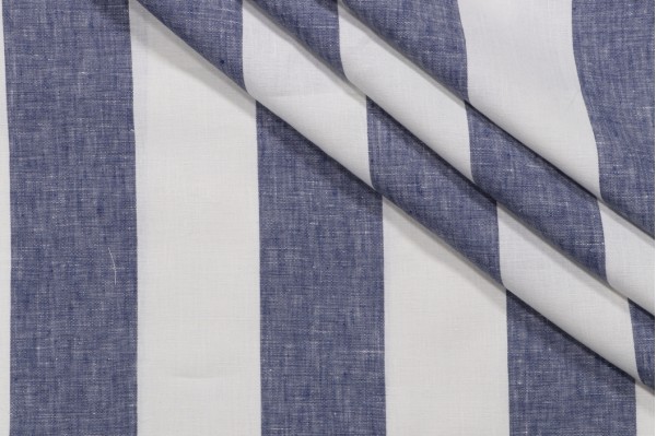 Lino Textiles Montauk Woven Linen Decorator Fabric in Indigo 