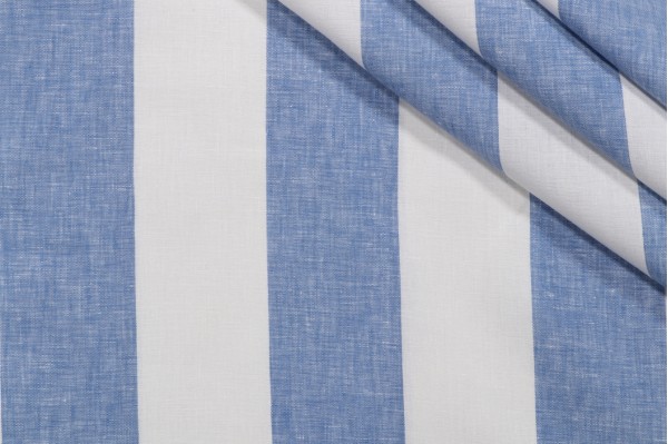 Lino Textiles Montauk Woven Linen Decorator Fabric in Blue 