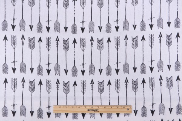 PK Lifestyles Arrows Printed Cotton Drapery Fabric in White
