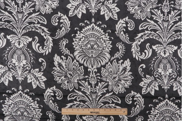 Thibaut Sabeen F97905 Printed Linen Drapery Fabric in Black