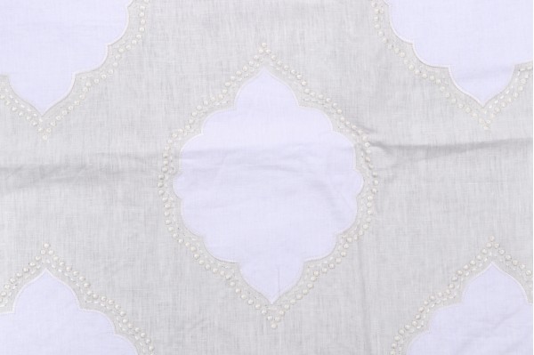 Hassley Embroidered Drapery Fabric in White