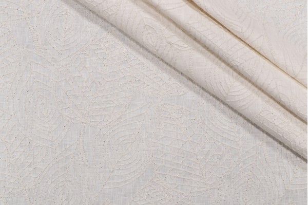 Valiant Fabrics Eden Embroidered Drapery Fabric in Cream