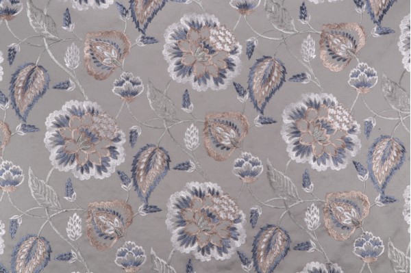 Valiant Fabrics Lydia Embroidered Drapery Fabric in Haze