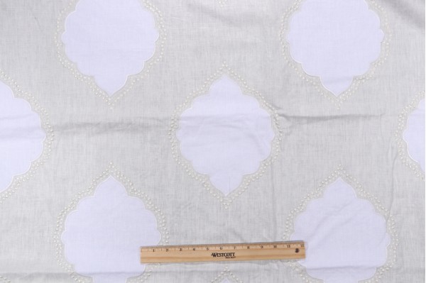 Hassley Embroidered Drapery Fabric in White