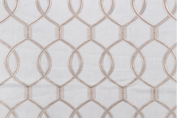Hourglass Embroidered Drapery Fabric in Snow