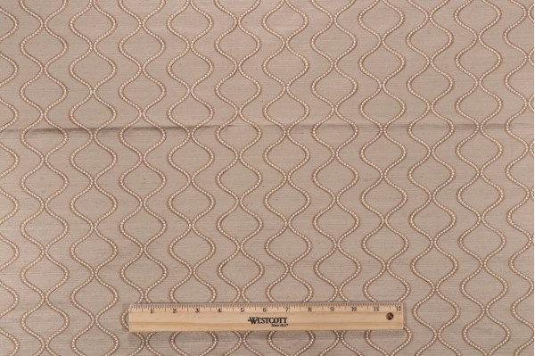 Cosmic Way Embroidered Drapery Fabric in Sandstone