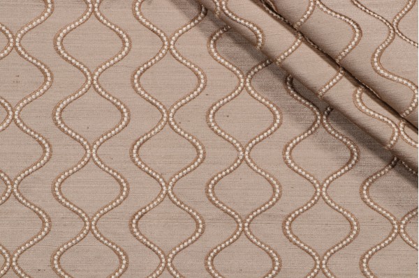 Cosmic Way Embroidered Drapery Fabric in Sandstone