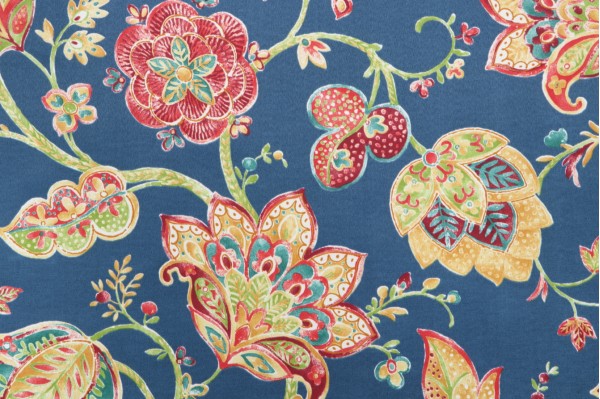 Richloom Kayton Printed Polyester Outdoor Fabric in Navy 