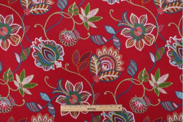 Richloom Matsun Printed Polyester Outdoor Fabric in Cherry 