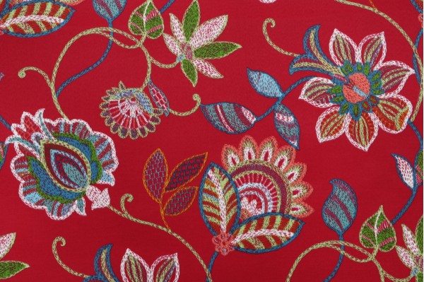 Richloom Matsun Printed Polyester Outdoor Fabric in Cherry 