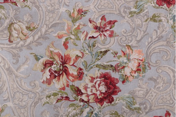 Waverly Fresco Flourish Printed Cotton Drapery Fabric in Jewel