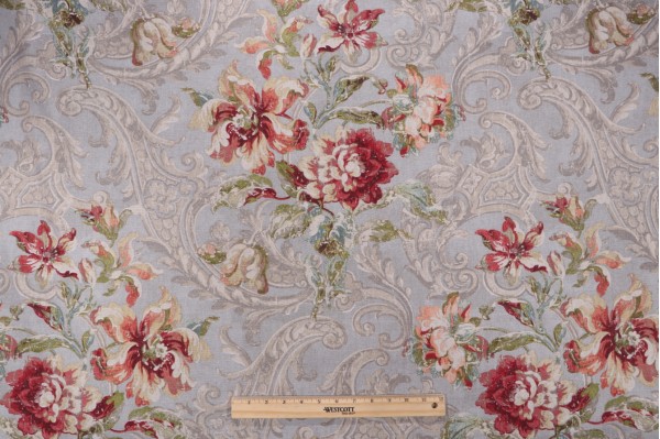 Waverly Fresco Flourish Printed Cotton Drapery Fabric in Jewel