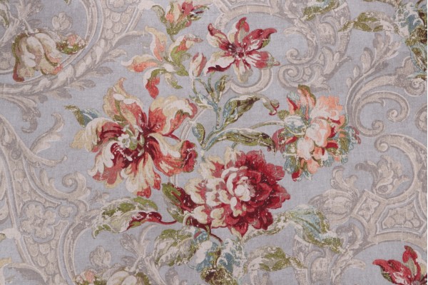 Waverly Fresco Flourish Printed Cotton Drapery Fabric in Jewel