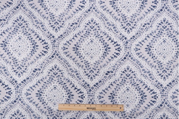 Waverly Curves Ahead Printed Cotton Drapery Fabric in Indigo