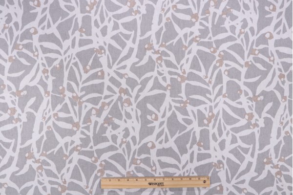 PK Lifestyles Origami Branch Printed Cotton Drapery Fabric in Platinum