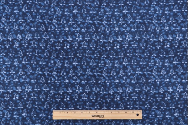 Waverly Twig Bandeau Printed Cotton Drapery Fabric in Indigo 