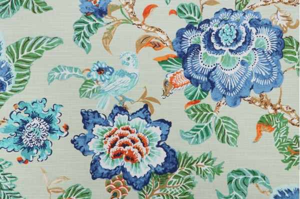 PK Lifestyles Summer Palace Printed Cotton Drapery Fabric in Matcha 