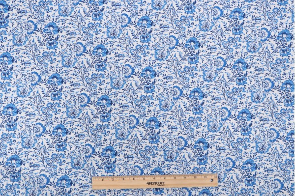 PK Lifestyles Filigree Printed Cotton Drapery Fabric in Aegean 