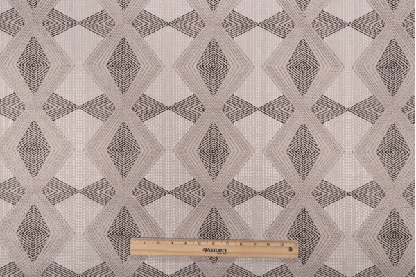 PK Lifestyles Diamond Dash Embroidered Decorator Fabric in Dune