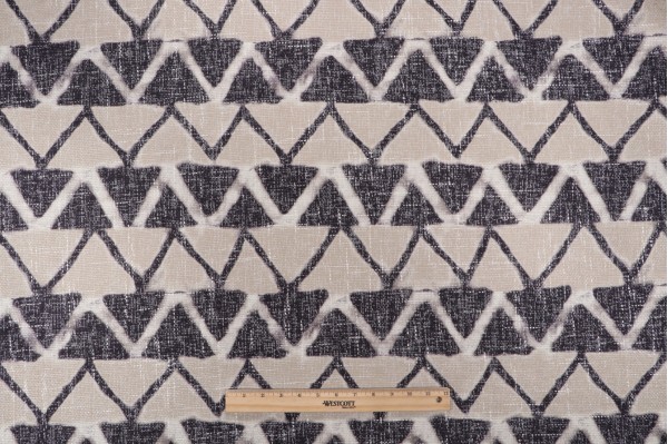 PK Lifestyles Farahan Geo Printed Chenille Upholstery Fabric in Nightfall 