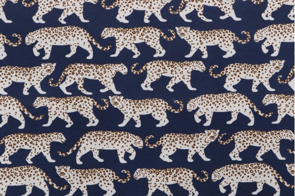 PK Lifestyles Tiger Walk Printed Polyester Outdoor Fabric in Navy 