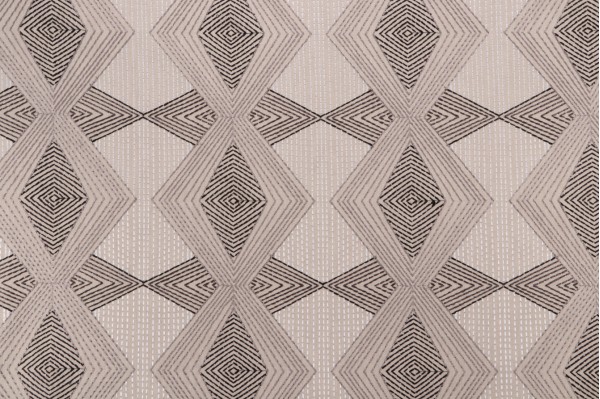 Sample of PK Lifestyles Diamond Dash Embroidered Drapery Fabric in Dune 