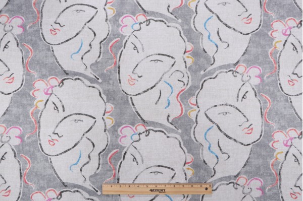 P Kaufmann Beau Visage Printed Cotton Drapery Fabric in Mercury 