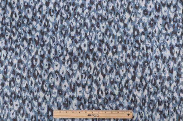 Sample of P Kaufmann Kato Printed Cotton Blend Drapery Fabric in Persian Blue 