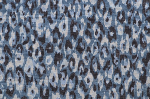 Sample of P Kaufmann Kato Printed Cotton Blend Drapery Fabric in Persian Blue 