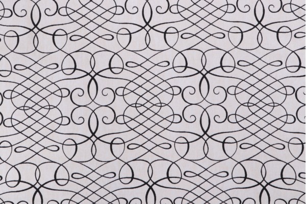 Waverly Calligraphy Swirl Printed Cotton Drapery Fabric in Ink